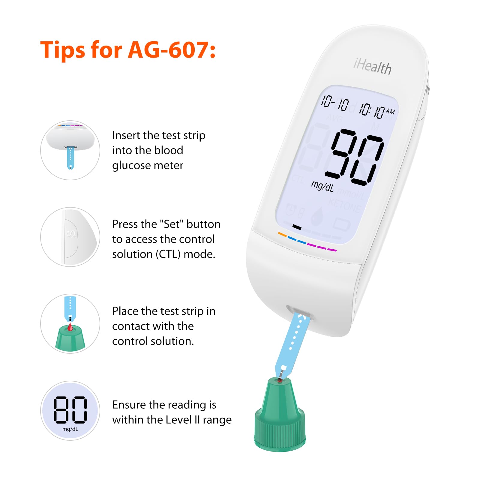 iHealth Control Solution for Blood Glucose Testing – Compatible with BG5S100 Gluco+ & Acacia Glucose Meters, 4mL Vial for Accurate Results - Image 4