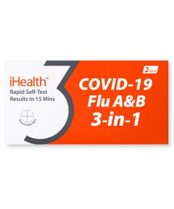 iHealth COVID-19, Flu A&B 3-in-1 Antigen Rapid Test, Results in 15 Minutes, FDA Authorized OTC Flu & COVID Home Test, with Non-invasive Nasal Swab, Easy to Use & No Discomfort (1 Pack, 2 Tests Total)