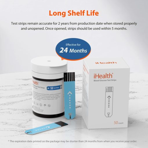 iHealth Blood Glucose Test Strips 100 Count, Lancets for Diabetes Management 100 Count, Compatible with iHealth Blood Glucose Monitor Only - Image 3