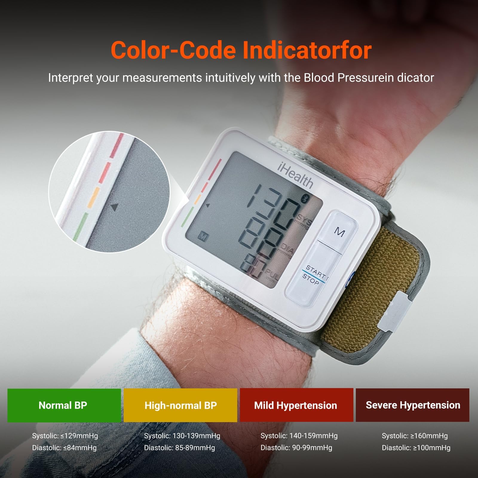 iHealth Push Wrist Blood Pressure Monitor, Digital Bluetooth Blood Pressure Machine with Large Display and Portable Carrying Case for at Home and Travel Use - Image 5