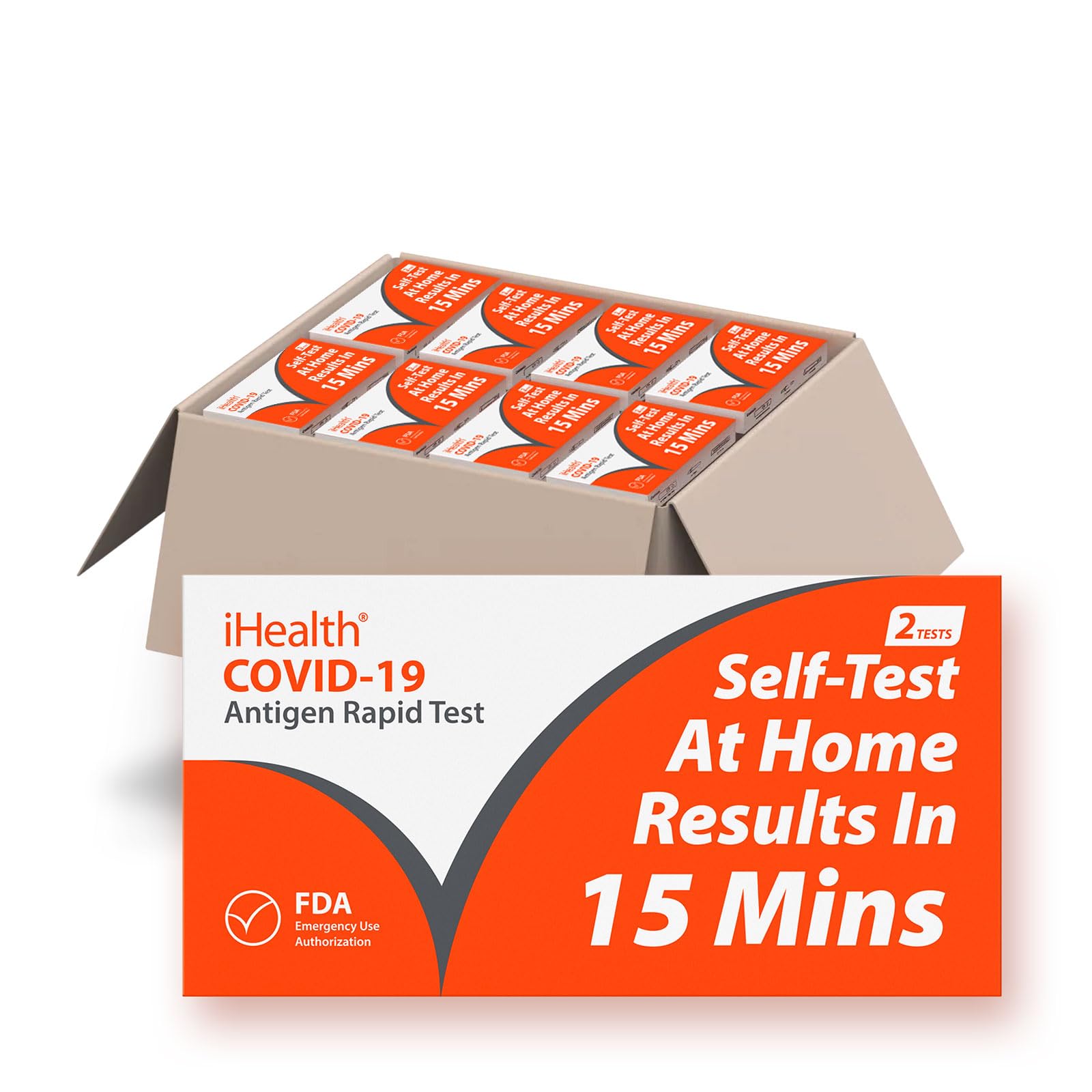 iHealth COVID-19 Antigen Rapid Test, 9 Packs, 18Tests Total, Results in 15 Minutes with Non-invasive Nasal Swab, Easy to Use & No Discomfort