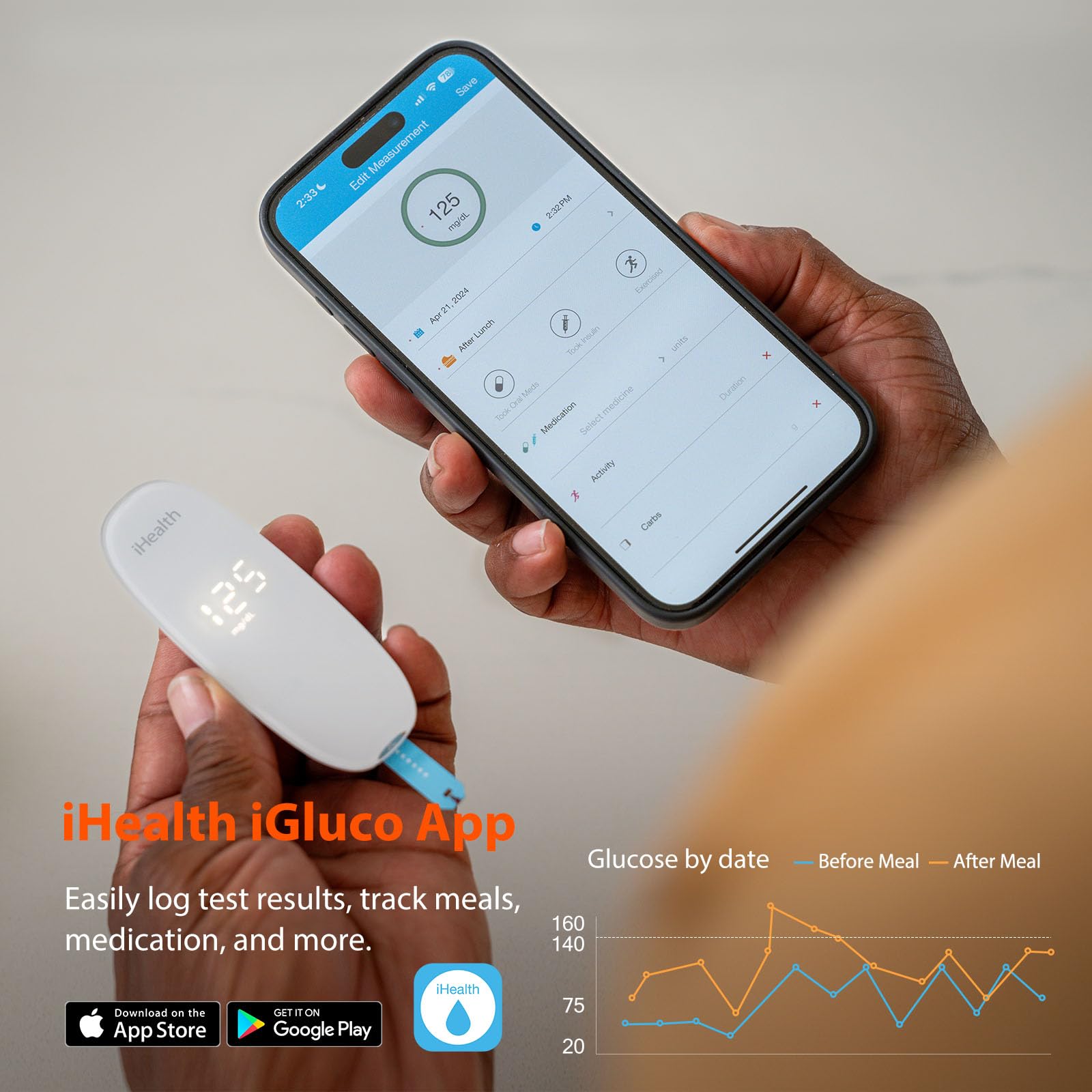 iHealth Gluco+ Wireless Smart Blood Glucose Monitor Kit with Free App, 10 Glucometer Strips, 10 Lancets, 1 Blood Sugar Monitor, 1 Lancing Device, Portable Diabetes Testing Kit for Home Use - Image 6