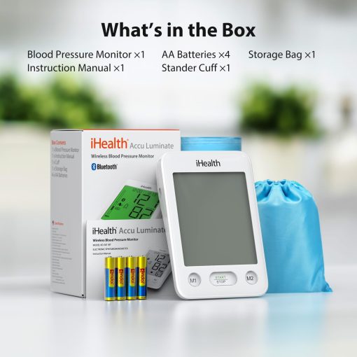iHealth Accu Luminate Arm Blood Pressure Monitor – 4.5" Large Tri-Color WHO-Based LCD, Clinically Validated Accuracy, Irregular Heartbeat Alert, Bluetooth Cloud Sync, Adjustable Large 8.6"–17" Cuff - Image 2