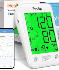 iHealth Accu Luminate Arm Blood Pressure Monitor – 4.5" Large Tri-Color WHO-Based LCD, Clinically Validated Accuracy, Irregular Heartbeat Alert, Bluetooth Cloud Sync, Adjustable Large 8.6"–17" Cuff