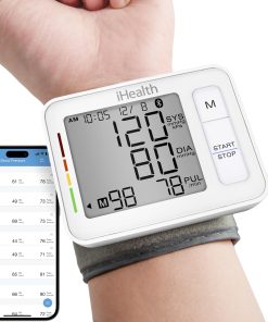 iHealth Push Wrist Blood Pressure Monitor, Digital Bluetooth Blood Pressure Machine with Large Display and Portable Carrying Case for at Home and Travel Use