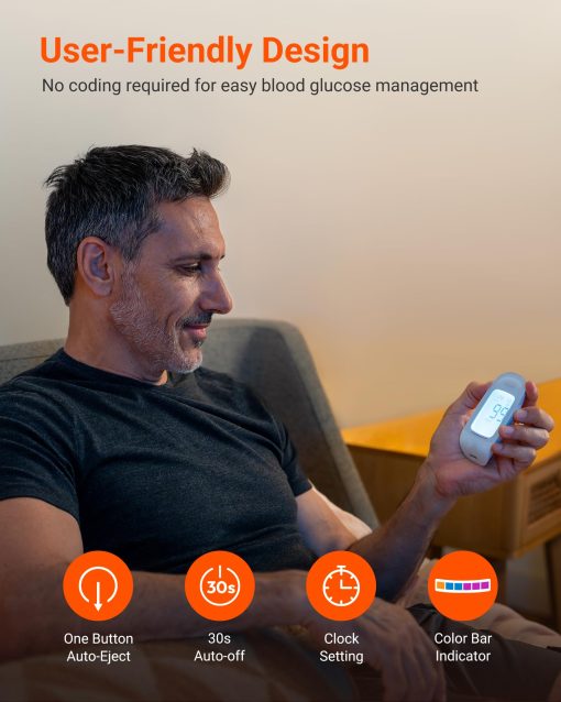 iHealth Acacia Blood Glucose Monitor Kit, 100 Glucometer Strips, 100 Lancets, 1 Blood Sugar Monitor, 1 Lancing Device, 1 Travel Bag, No Coding, Portable Blood Sugar Testing Kit, Diabetes Testing - Image 7
