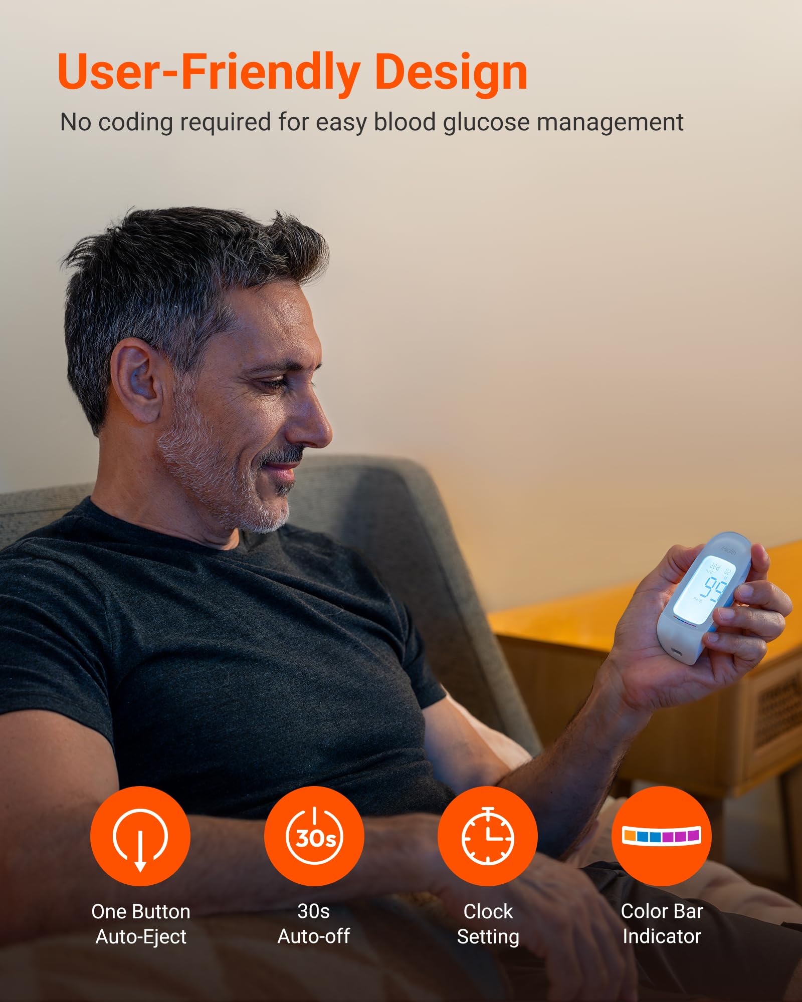 iHealth Acacia Blood Glucose Monitor Kit, 100 Glucometer Strips, 100 Lancets, 1 Blood Sugar Monitor, 1 Lancing Device, 1 Travel Bag, No Coding, Portable Blood Sugar Testing Kit, Diabetes Testing - Image 7