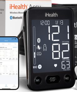 iHealth Accu Blood Pressure Monitor – 4.5" Large LCD, Clinically Accurate, Irregular Heartbeat Alert, Body & Cuff Detection, Bluetooth Sync, Adjustable Large 8.6"–17" Cuff– Easy for Seniors & Adults