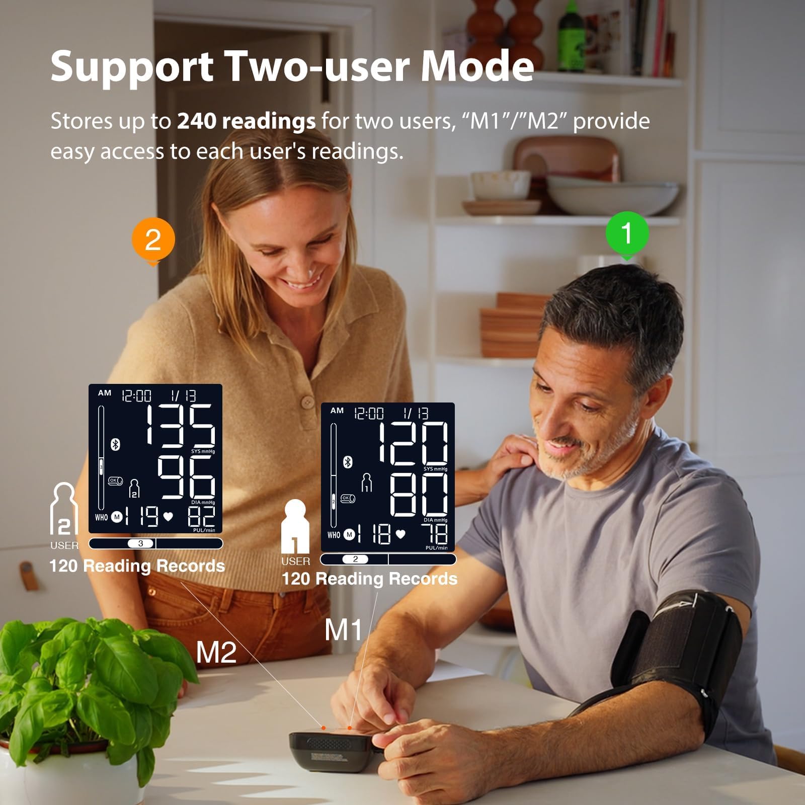 iHealth Accu Blood Pressure Monitor – 4.5" Large LCD, Clinically Accurate, Irregular Heartbeat Alert, Body & Cuff Detection, Bluetooth Sync, Adjustable Large 8.6"–17" Cuff– Easy for Seniors & Adults - Image 3