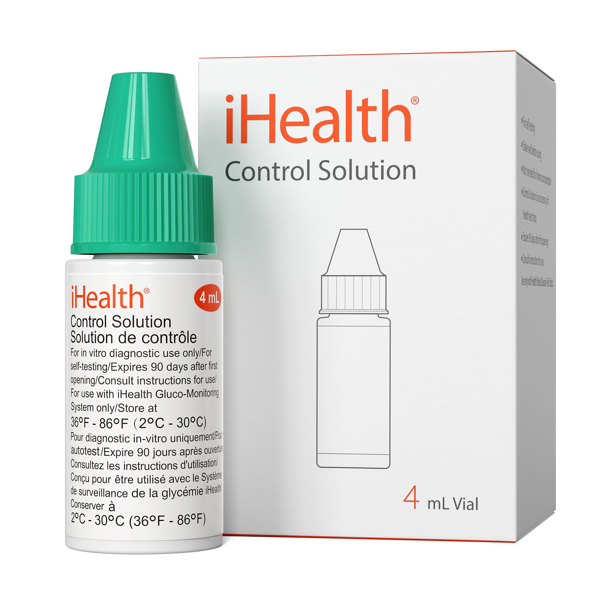iHealth Control Solution for Blood Glucose Testing – Compatible with BG5S100 Gluco+ & Acacia Glucose Meters, 4mL Vial for Accurate Results - Image 2