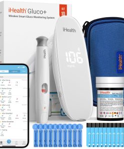 iHealth Gluco+ Wireless Smart Blood Glucose Monitor Kit with Free App, 10 Glucometer Strips, 10 Lancets, 1 Blood Sugar Monitor, 1 Lancing Device, Portable Diabetes Testing Kit for Home Use