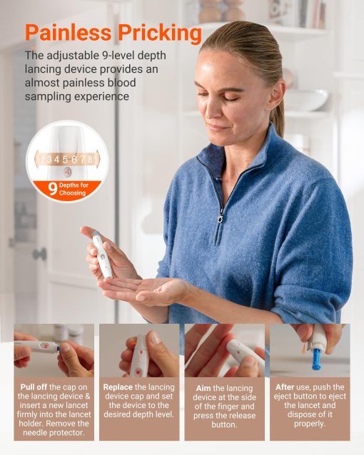 iHealth Acacia Blood Glucose Monitor Kit, 100 Glucometer Strips, 100 Lancets, 1 Blood Sugar Monitor, 1 Lancing Device, 1 Travel Bag, No Coding, Portable Blood Sugar Testing Kit, Diabetes Testing - Image 8