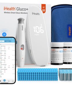 iHealth Gluco+ Wireless Smart Blood Glucose Monitor Kit with Free App, 100 Glucometer Strips, 100 Lancets, 1 Blood Sugar Monitor, 1 Lancing Device, Portable Diabetes Testing Kit for Home Use